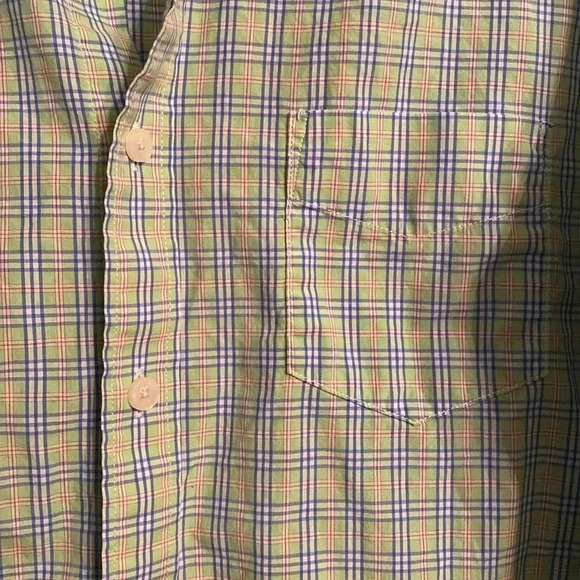 UNTICKit men’s large button down shirt - 100% cotton - green/blue plaid large - Picture 3 of 7